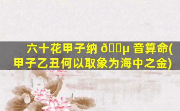 六十花甲子纳 🐵 音算命(甲子乙丑何以取象为海中之金)